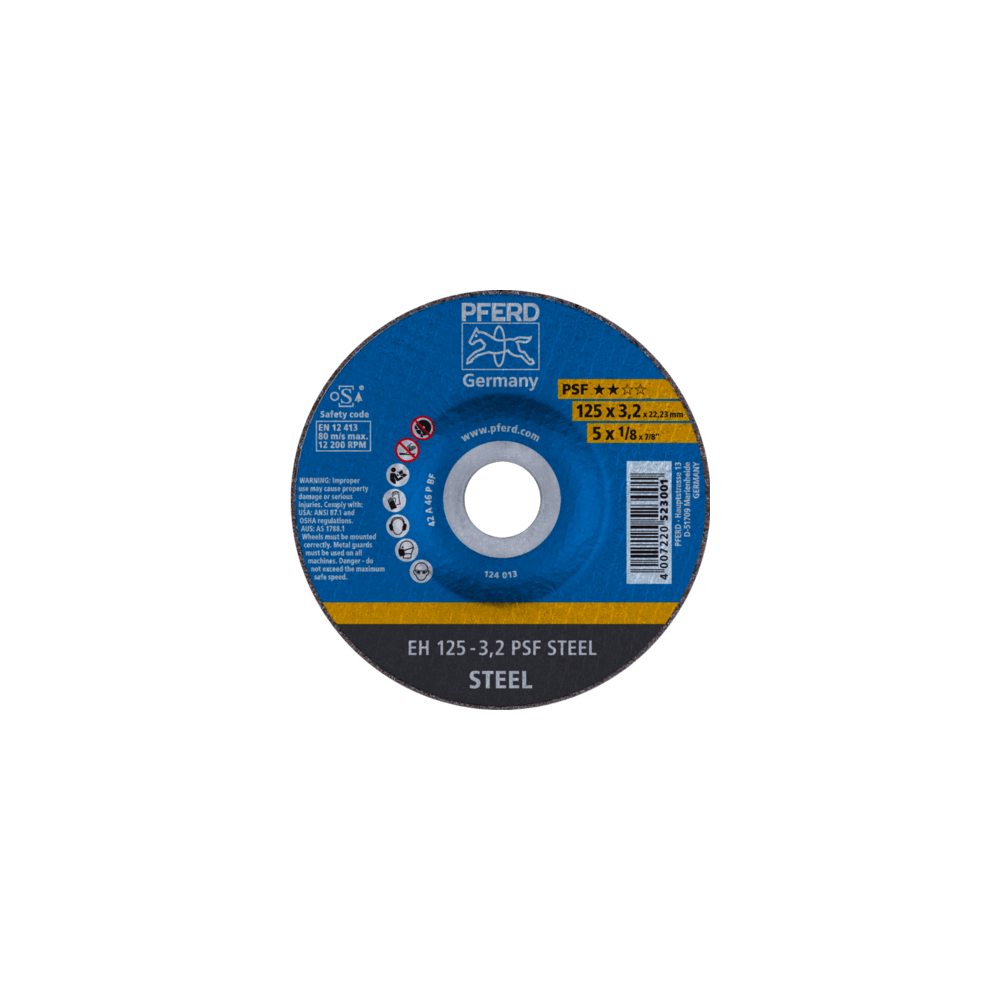 Metalo pjovimo diskas PFERD EH125-3,2mm PSF Steel-Abrazyviniai metalo pjovimo diskai-Medžio ir
