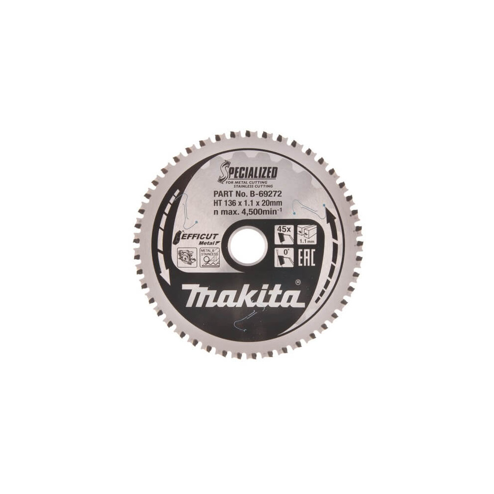 Pjovimo diskas metalui MAKITA Efficut 136x20x1,1mm Z45-Metalo pjovimo diskai-Pjovimo diskai
