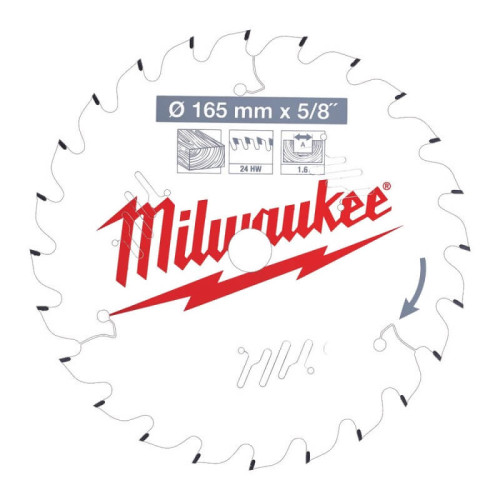 Diskinis pjūklas MILWAUKEE 165x15,87x1,6 24HW-Medžio pjovimo diskai-Pjovimo diskai