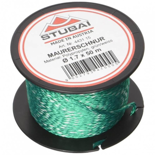 Statybinė virvė STUBAI Plumb Bobs Line 1,7mmx50m, žalia-Žymekliai-Matavimo įrankiai