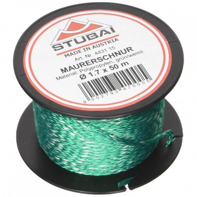 Statybinė virvė STUBAI Plumb Bobs Line 1,7mmx50m, žalia-Žymekliai-Matavimo įrankiai