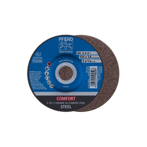 Šlifavimo diskas PFERD E 125-7 Ceramic SG Comfort Steel-Metalo šlifavimo diskai-Abrazyvai