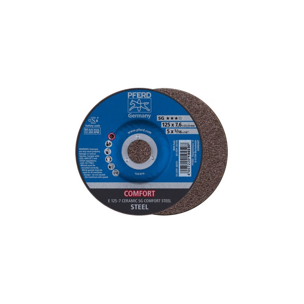 Šlifavimo diskas PFERD E 125-7 Ceramic SG Comfort Steel-Metalo šlifavimo diskai-Abrazyvai