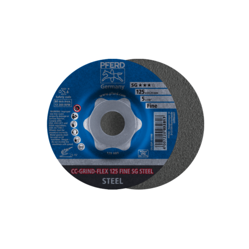 Šlifavimo diskas PFERD CC-GRIND-FLEX 125 SG-Steel Fine-Metalo šlifavimo diskai-Abrazyvai