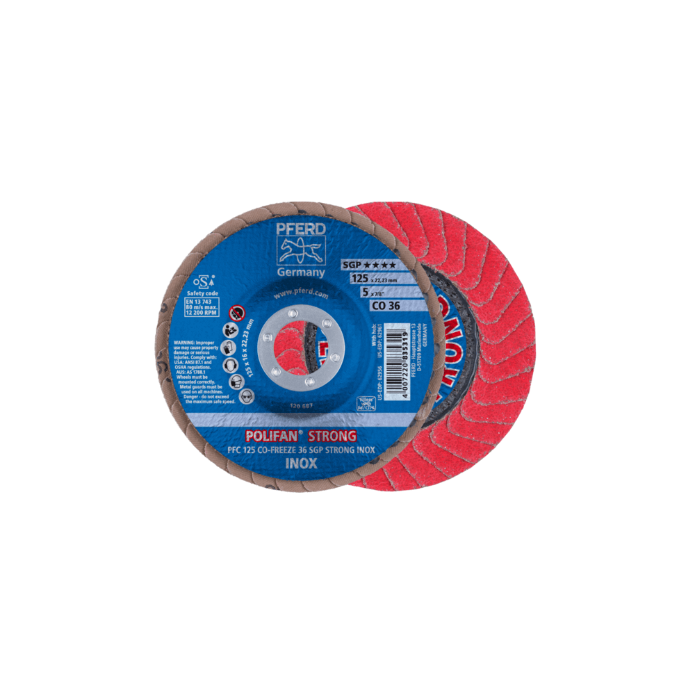 Šlifavimo diskas PFERD PFC CO36 SGP-Strong-Freeze 125mm-Lapeliniai šlifavimo diskai-Abrazyvai