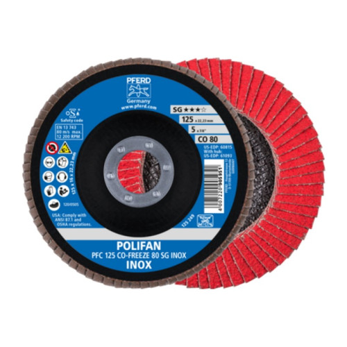 Šlifavimo diskas PFERD PFC125 CO-Freeze SG Inox 80-Lapeliniai šlifavimo diskai-Abrazyvai