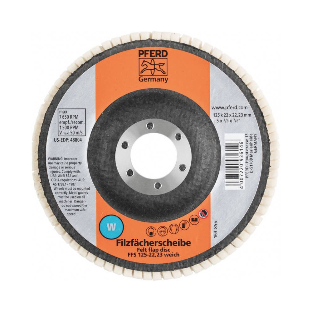Minkštas poliravimo diskas PFERD FFS 125/22,23 W-Poliravimo priemonės-Priedai įrankiams
