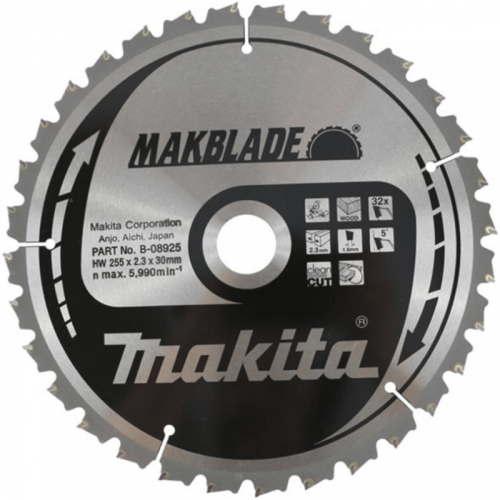 Pjovimo diskas MAKITA Makblade 255x30x2,3mm 32T 5°-Medžio pjovimo diskai-Pjovimo diskai