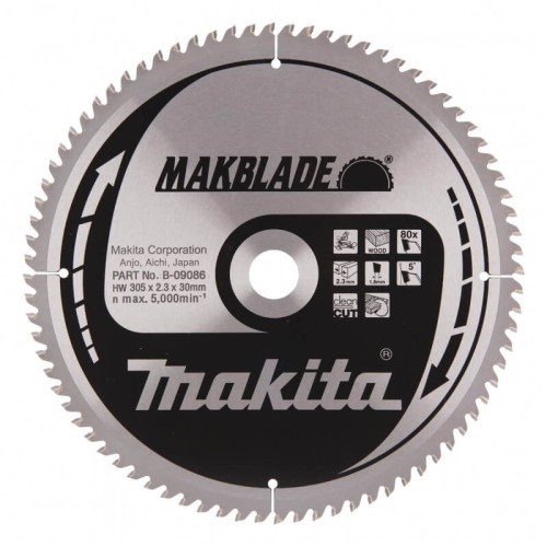 Pjovimo diskas MAKITA Makblade 305x30x2,3mm 80T 5°-Medžio pjovimo diskai-Pjovimo diskai