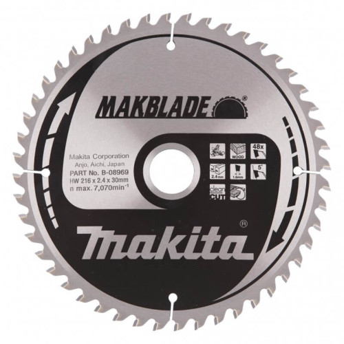 Pjovimo diskas MAKITA Makblade 216x30x2,4mm 48T 5°-Medžio pjovimo diskai-Pjovimo diskai