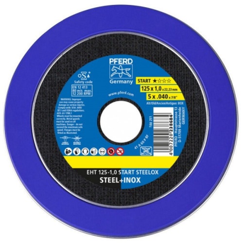 Metalo pjovimo diskas PFERD EHT125-1,0 Steelox-Abrazyviniai metalo pjovimo diskai-Medžio ir