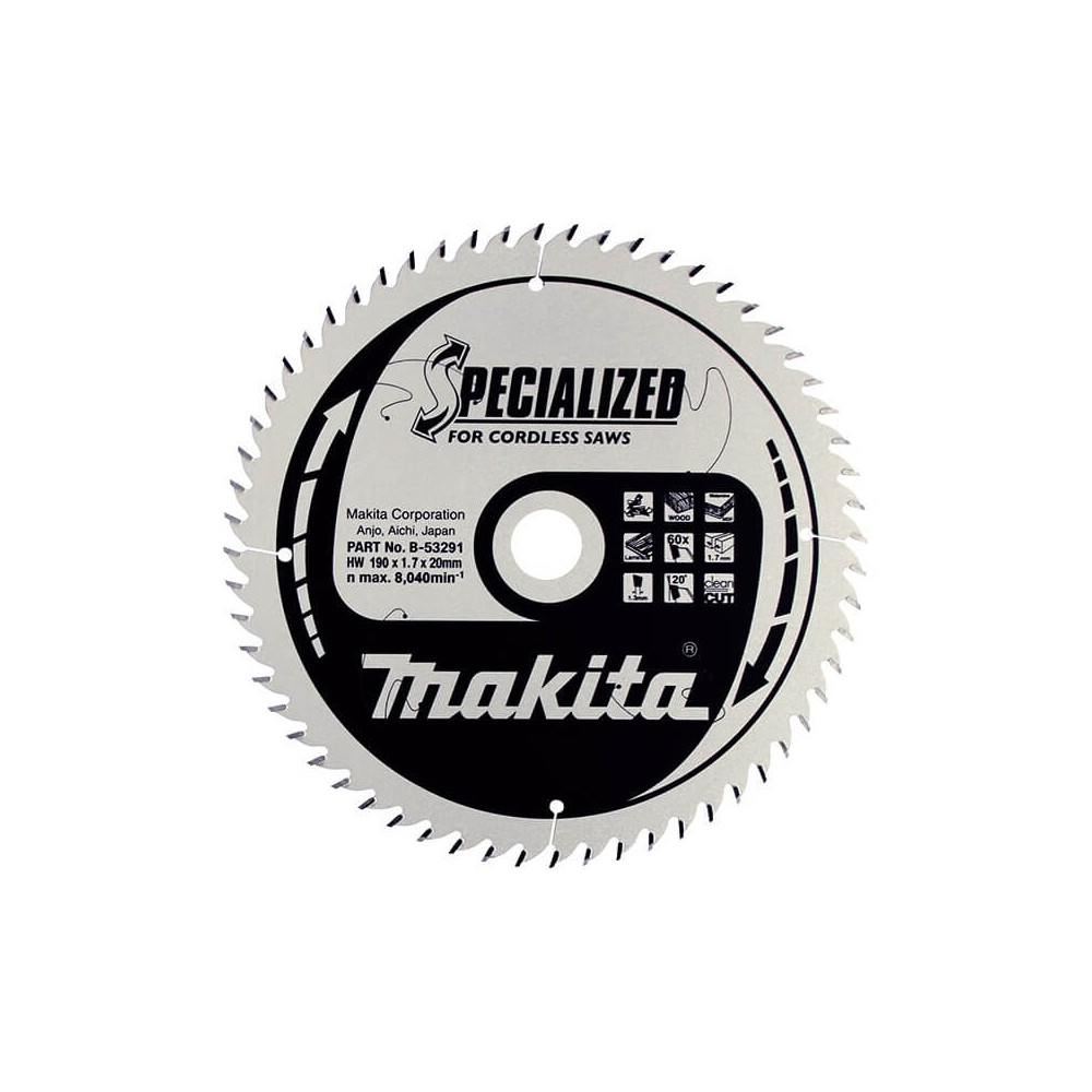 Pjovimo diskas MAKITA B-53291 190x20x1,7mm-Medžio pjovimo diskai-Pjovimo diskai