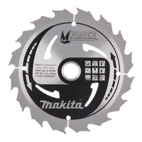 Pjovimo diskas MAKITA M-Force 165x20x2,0mm 16T 15°-Medžio pjovimo diskai-Pjovimo diskai