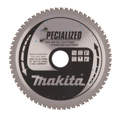 Pjovimo diskas MAKITA Inox 185x30x1,6mm 64T 0°-Metalo pjovimo diskai-Pjovimo diskai