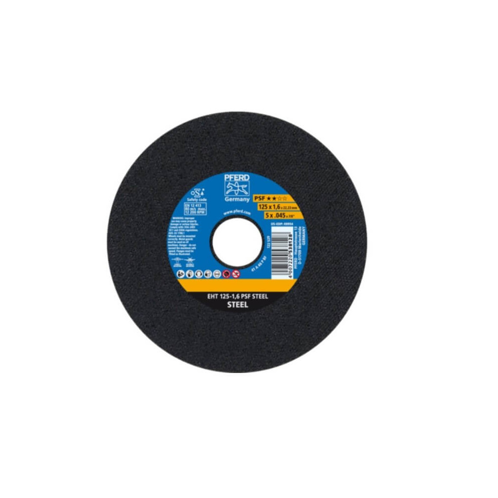 Metalo pjovimo diskas PFERD EHT 125x1,6mm A46 P PSF-Abrazyviniai metalo pjovimo diskai-Medžio