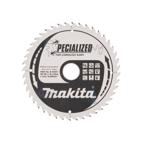 Pjovimo diskas MAKITA HM 190x30x1,45mm, 44T 23°-Medžio pjovimo diskai-Pjovimo diskai