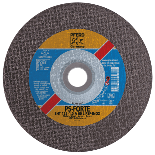 Pjovimo diskas PFERD EHT125-1.0 A60 L PSF-INOX-Abrazyviniai metalo pjovimo diskai-Medžio ir