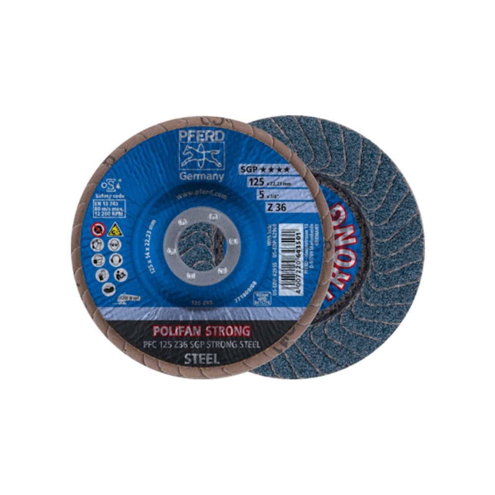 Šlifavimo diskas PFERD PFC125 Z36 SGP Strong Steel-Lapeliniai šlifavimo diskai-Abrazyvai