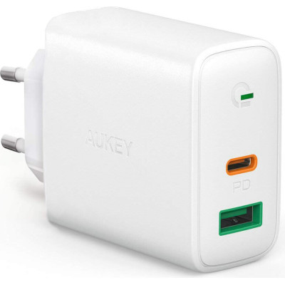 Aukey Wall Charger PA-D1 USB-C and USB-A, 30 W-Krovikliai-Mobiliųjų telefonų priedai