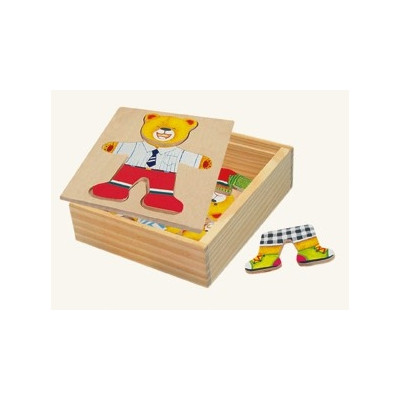 Medinė dėlionė-žaidimas "Aprenk meškutį Vilį", 3+-BINO nuo 3 metų-Žaislai kūdikiams, vaikams