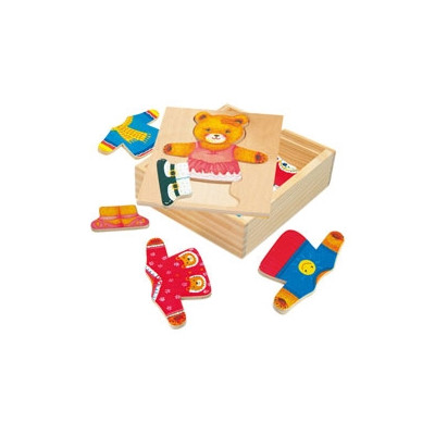 Medinė dėlionė-žaidimas "Aprenk meškutę Bertą", 3+-BINO nuo 3 metų-Žaislai kūdikiams, vaikams