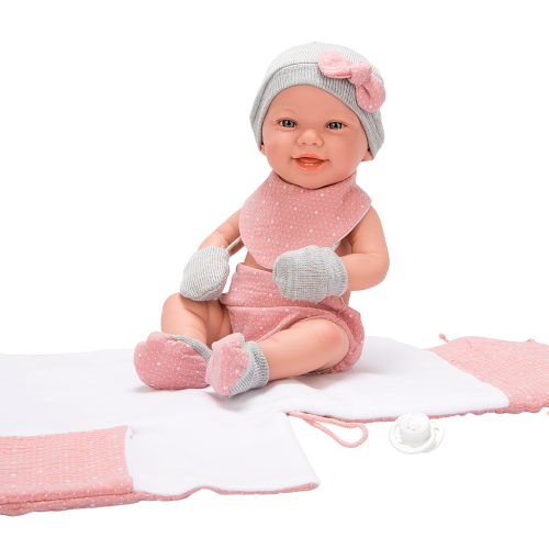 Arias lėlytė Zoe, mergaitė su rožiniu pleduku, 42 cm-Lėlės kūdikėliai-ARIAS Lėlės