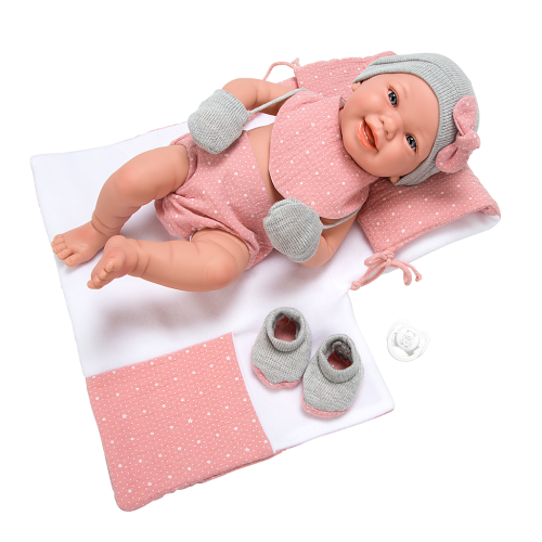 Arias lėlytė Zoe, mergaitė su rožiniu pleduku, 42 cm-Lėlės kūdikėliai-ARIAS Lėlės