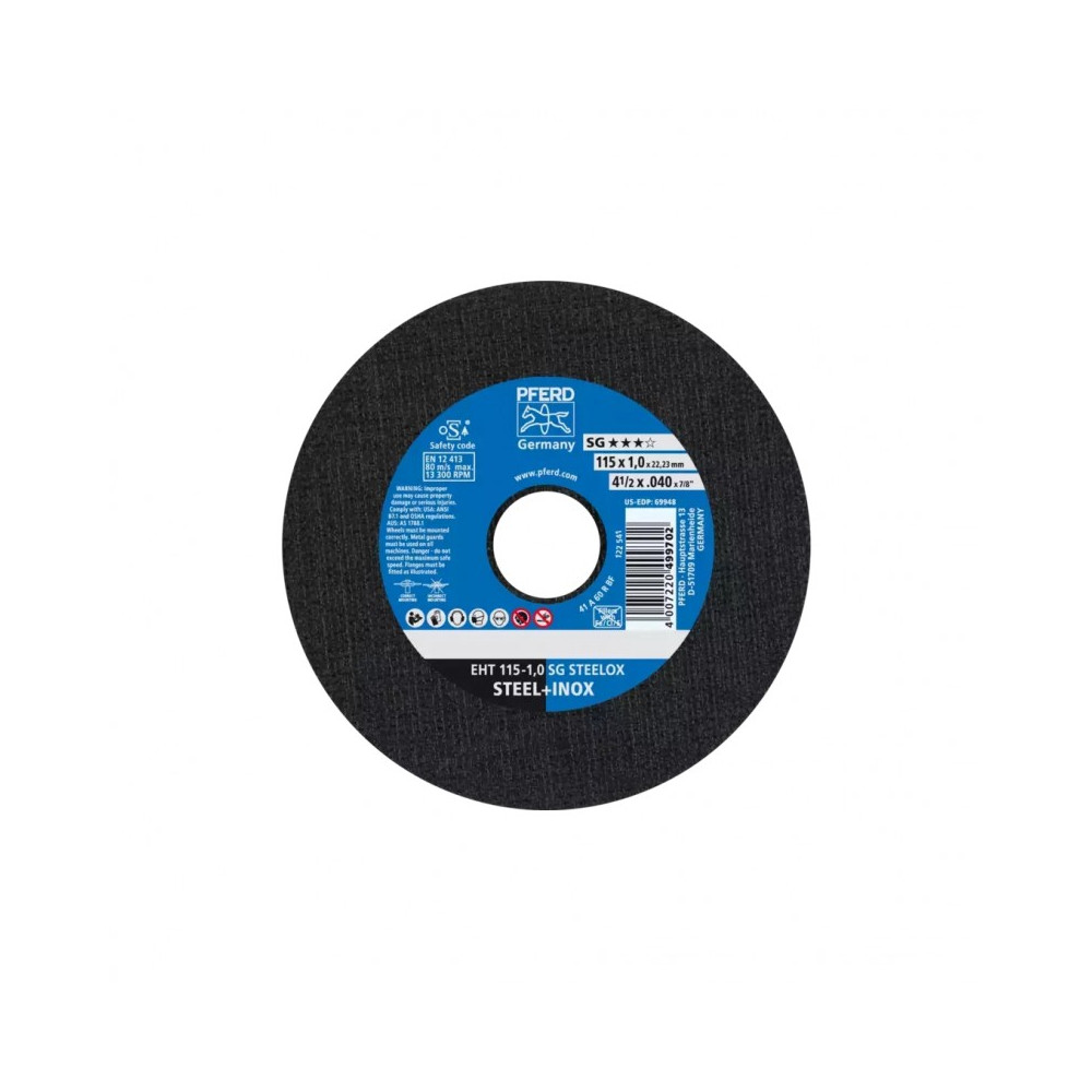 Atpjovimo diskas PFERD SG STEELOX S SA-EHT 115x1,0mm-Abrazyviniai metalo pjovimo diskai-Medžio