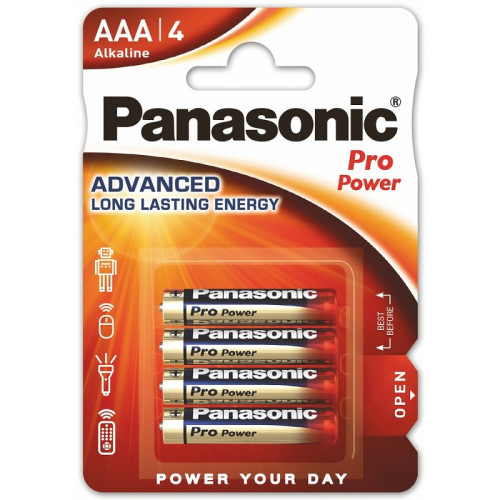 BATERIJA PANASONIC PRO Power LR03 (AAA) 4vnt.-Elementai, baterijos-Smulki elektronika