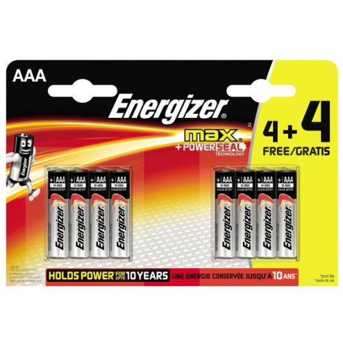 Baterijos ENERGIZER Max LR03 AAA BP8 4+4 šarm. Baterija-Elementai, baterijos-Smulki elektronika