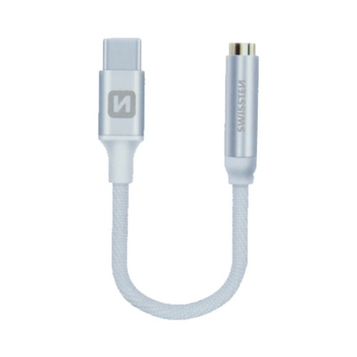 Laidas Swissten USB-C to Jack 3.5mm Audio Adapter for phones 15 cm Silver-Telefonų laidai ir