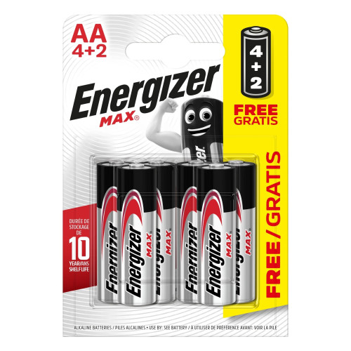Baterija ENERGIZER Max LR6 AA BL4+2 šarm.-Elementai, baterijos-Smulki elektronika