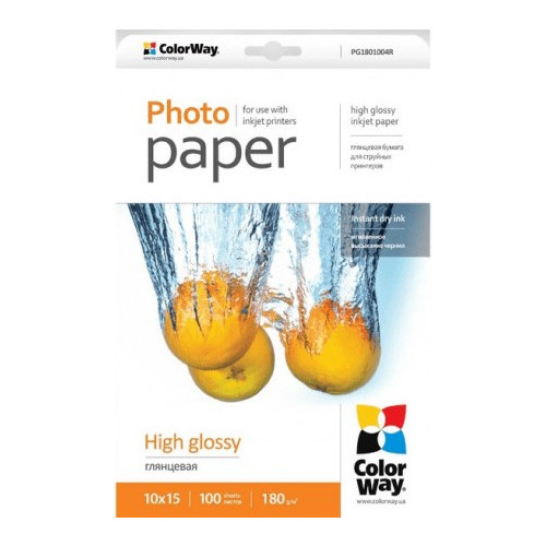 Fotopopierius ColorWay Photo Paper 100 pc. PG1801004R Glossy, 10 x 15 cm,180 g/m²-Popierius ir