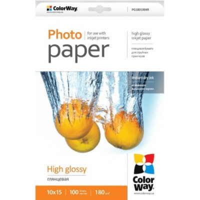 Fotopopierius ColorWay Photo Paper 100 pc. PG1801004R Glossy, 10 x 15 cm,180 g/m²-Popierius ir