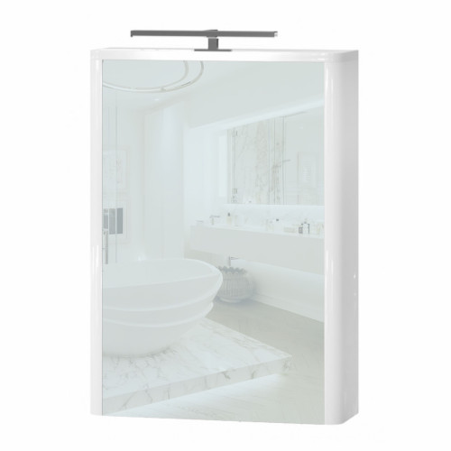 Spintelė LIVORNO su veidrodžiu LVRMC-50 balta pakabinama-Vonios baldai pakabinami-Vonios baldai
