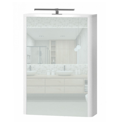 Spintelė LIVORNO su veidrodžiu LVRMC-50 balta tekstūrinė pakabinama-Vonios baldai