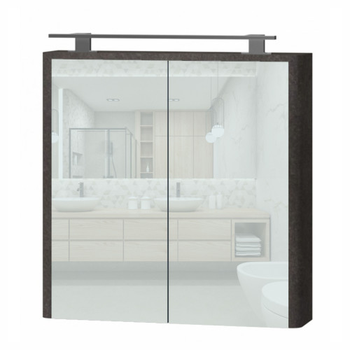 Spintelė LIVORNO su veidrodžiu LVRMC-70 stone tekstūrinė pakabinama-Vonios baldai
