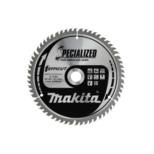 Pjovimo diskas medienai MAKITA Efficut 190x20x1,85mm 60T-Medžio pjovimo diskai-Pjovimo diskai