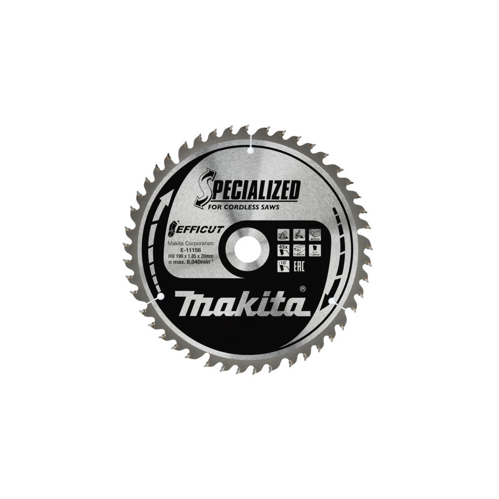 Pjovimo diskas medienai MAKITA Efficut 190x20x1,85mm 45T-Medžio pjovimo diskai-Pjovimo diskai