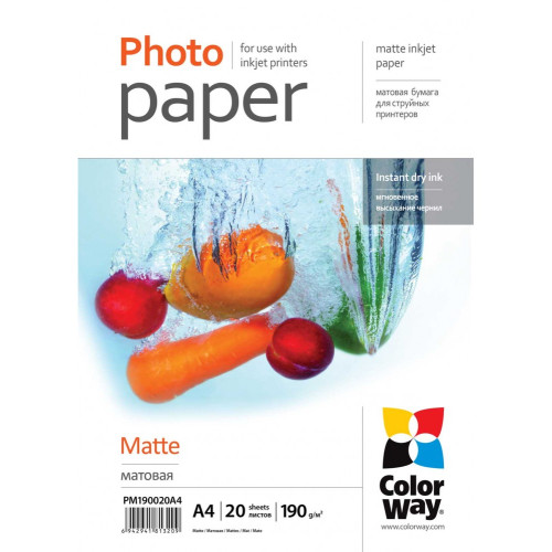 Fotopopierius ColorWay Matte Photo Paper, 20 Sheets, A4, 190 g/m²-Popierius ir popieriaus