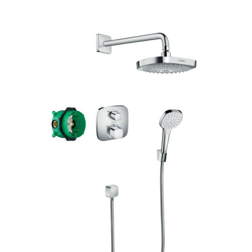 Termostatinės sistemos komplektas ShowerSet Croma Select E HG27294000-Dušo stovai, masažinės