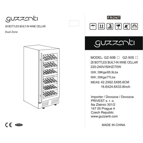 Vyno šaldytuvas Guzzanti GZ 50S-Vyno šaldytuvai-Stambi virtuvės technika