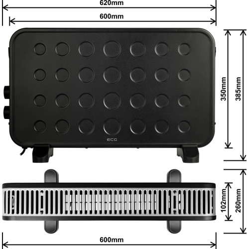 Konvekcinis šildytuvas ECG TK 2070 Black-Konvektoriai-Šildytuvai, radiatoriai ir jų priedai