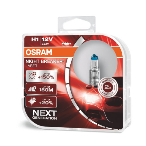 Osram lemputės Night Breaker LASER H1 +150% | NEXT-OSRAM-Halogeninės lemputės