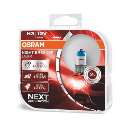 Osram lemputės Night Breaker LASER H3 +150% | NEXT-OSRAM-Halogeninės lemputės
