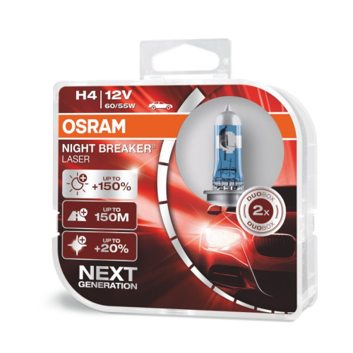 Osram lemputės Night Breaker LASER H4 +150% | NEXT-OSRAM-Halogeninės lemputės