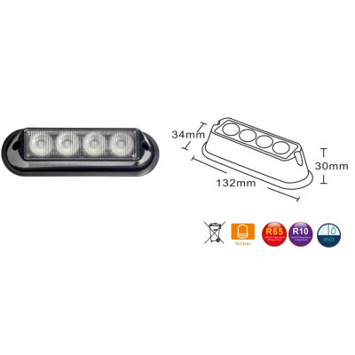 LED signalinis švyturėlis 12/24V oranžinis R65 R10 L2298-ALR-Žibintai-Sunkvežimiams