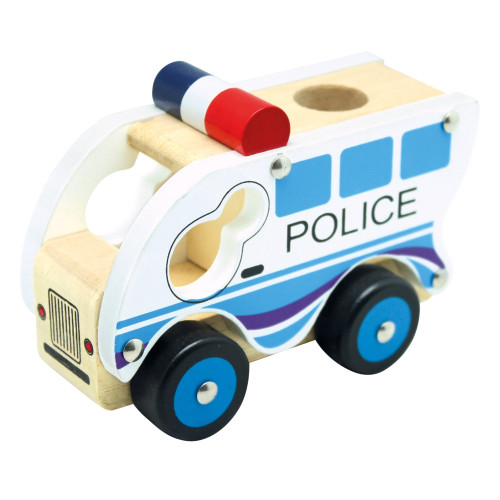 Medinė mašinėlė "Policija"-BINO nuo 1 iki 3 metų-Žaislai kūdikiams, vaikams