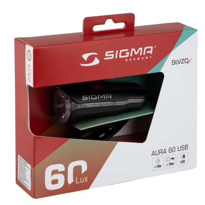 Priekinis žibintas Sigma AURA 60 USB LUX 3 funkcijos (juodas)-Priekiniai žibintai-Žibintai
