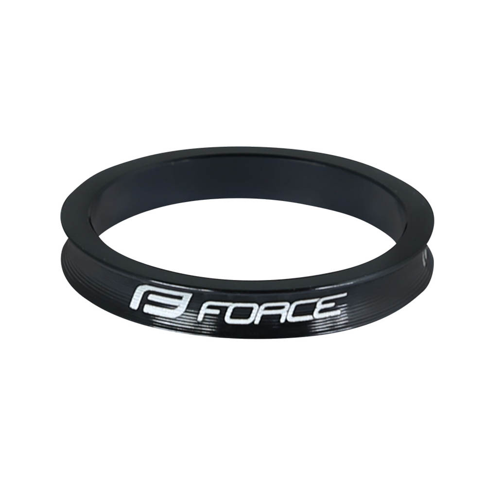 Vairo kolonėlės žiedas FORCE Logo 1 1/8", 5 mm, AHEAD (aliuminis, juodas)-Vairo kolonėlės
